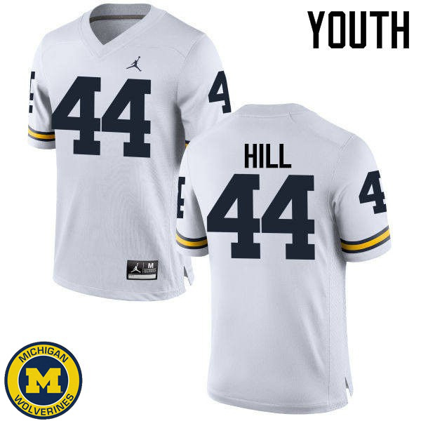 Youth University of Michigan #44 Delano Hill White Official Game Jersey